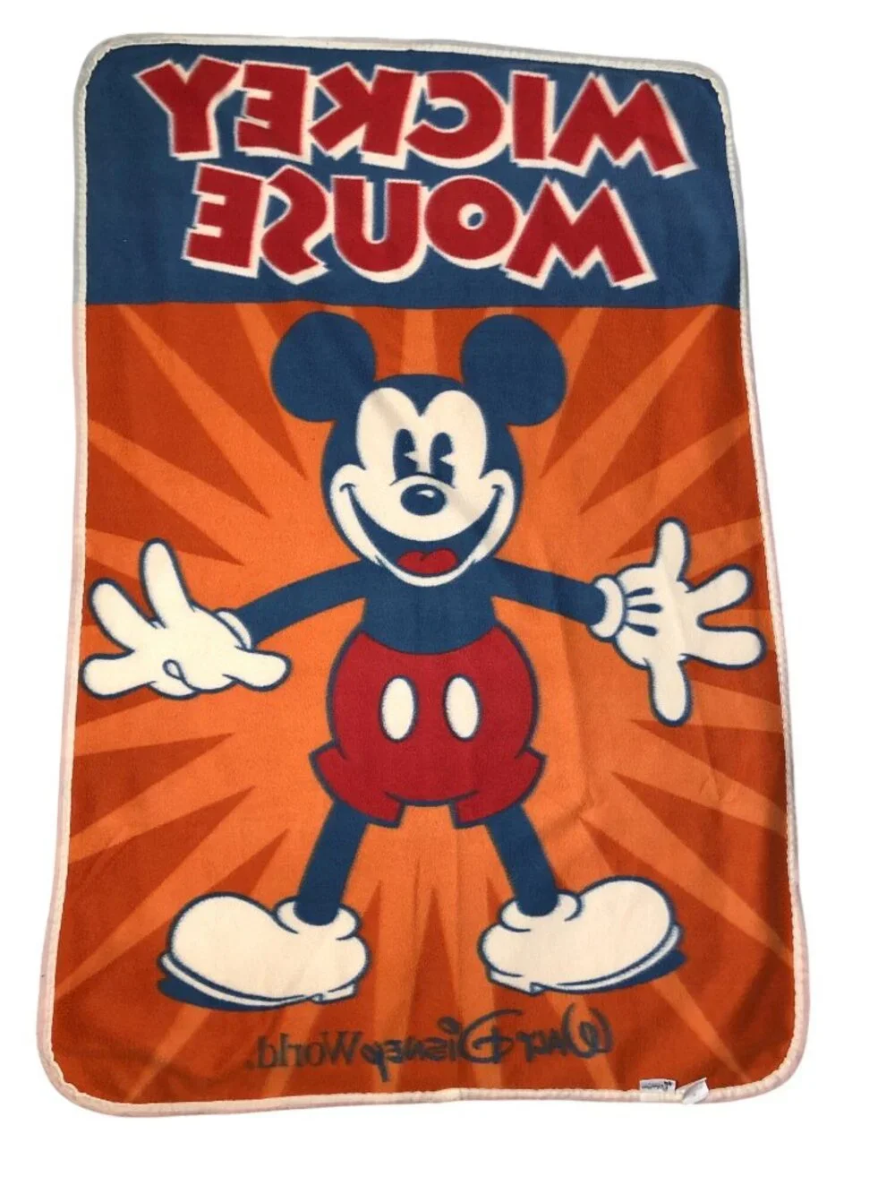 Disney Parks Mickey Mouse Retro Fleece Throw Blanket Walt Disney World Orng Blue